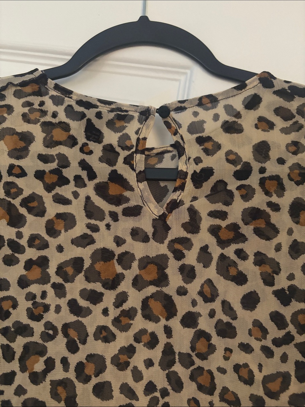 Forever 21 Leopard-Print Long Sleeve Sheer Cropped Top - Tan/Brown/Black - Picture 4 of 4